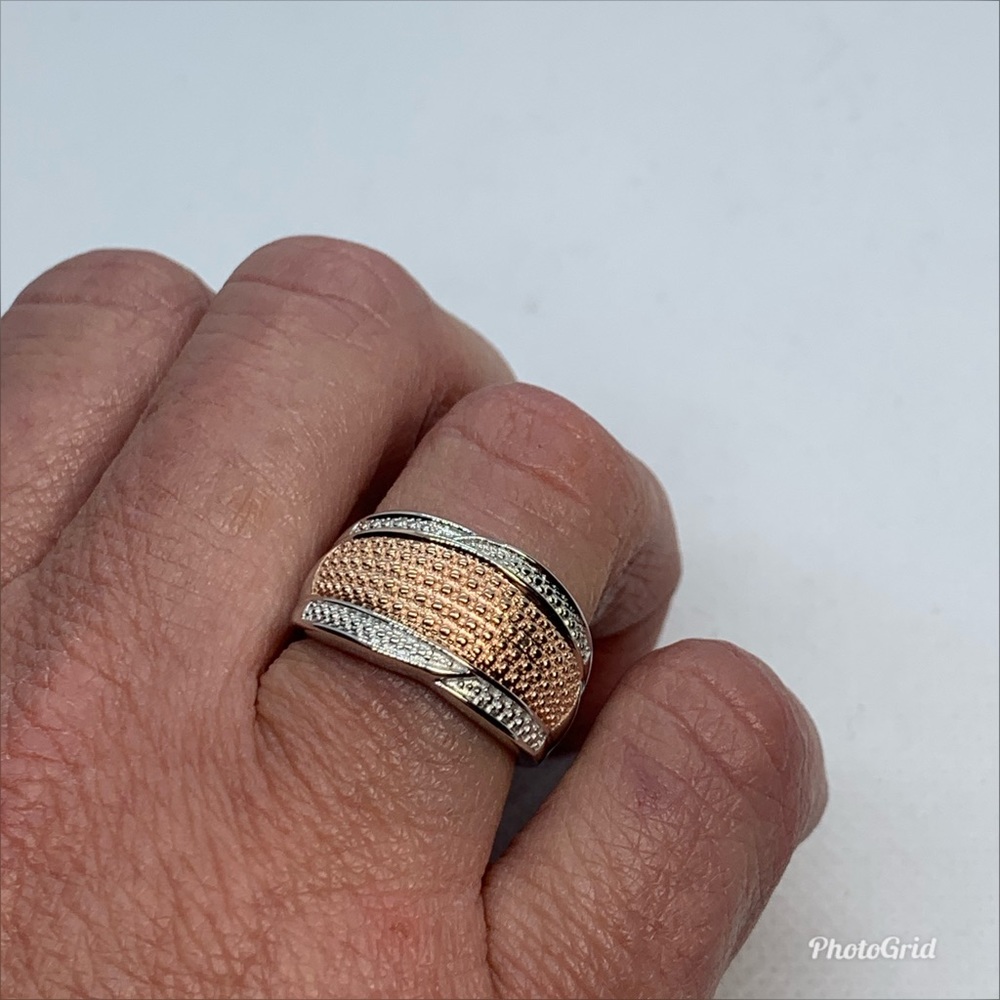 Champagne Dia Accent Ring in ION Plated 18K RG - Picture 9 of 9